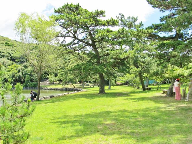 池と芝生広場