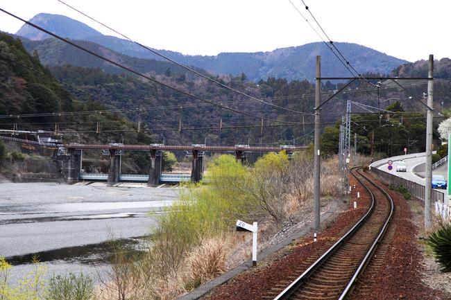 大井川鉄道　塩郷駅　ホームから橋